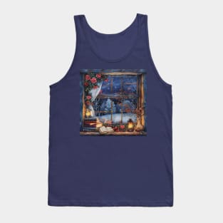 Fantasy winter starry night window Tank Top